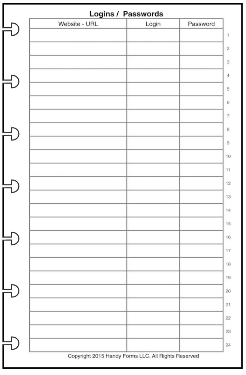 Mini Login / Password Reference