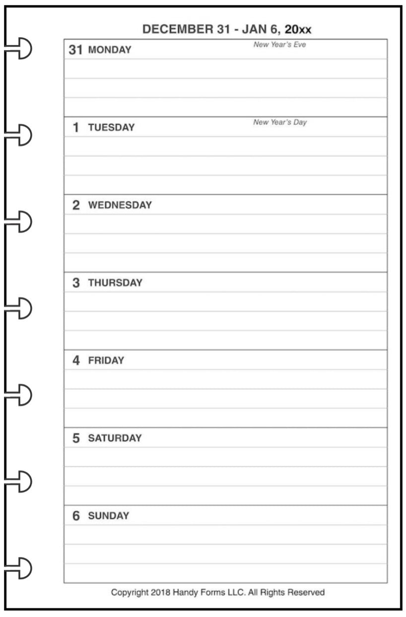 Mini Weekly and Monthly Planner, 1 Page Per Week, 2 Pages Per Month, With Lines, Style A