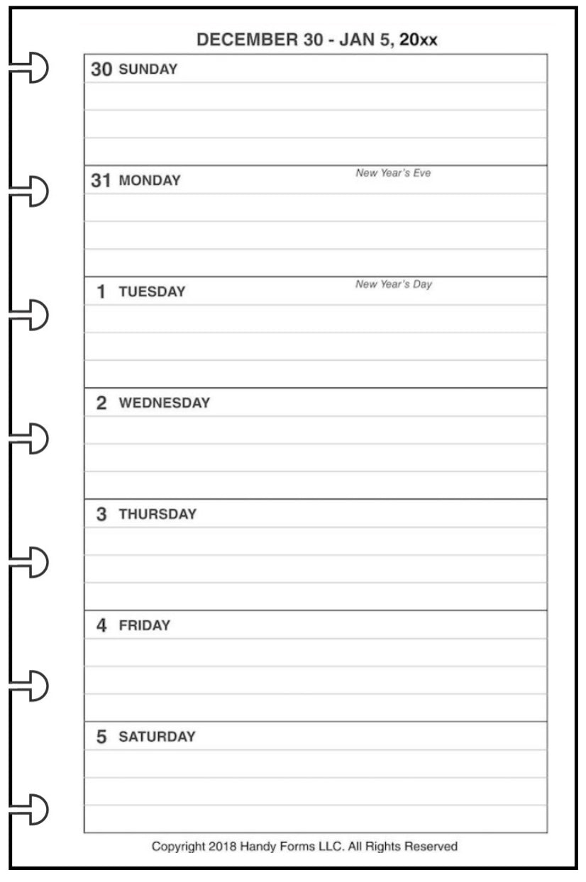 Mini Weekly and Monthly Planner, 1 Page Per Week, 2 Pages Per Month, With Lines, Style A