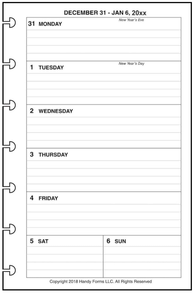 Mini Weekly and Monthly Planner, 1 Page Per Week, 2 Pages Per Month, With Lines, Style B