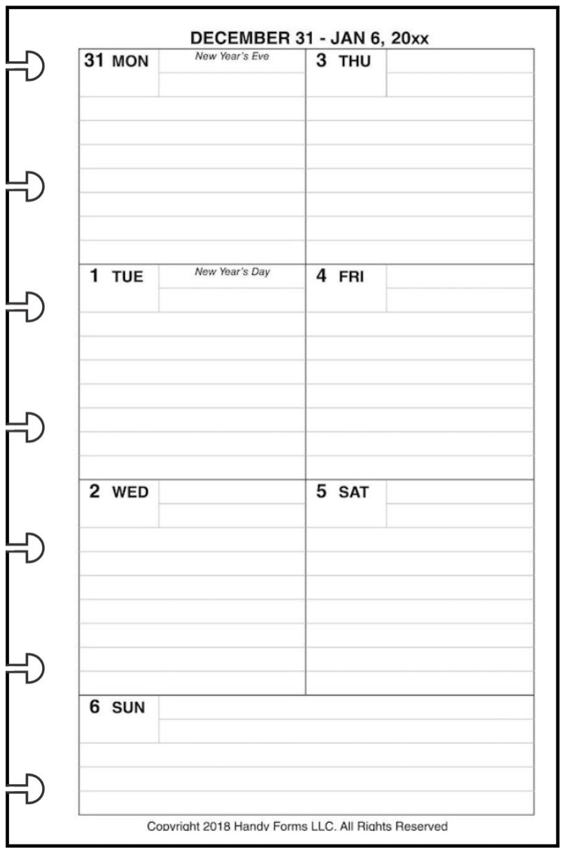 Mini Weekly and Monthly Planner, 1 Page Per Week, 2 Pages Per Month, With Lines, Style C