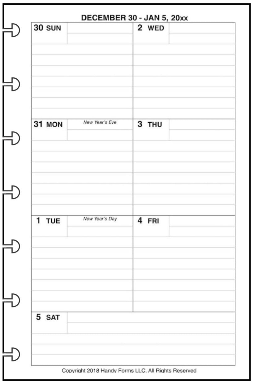 Mini Weekly and Monthly Planner, 1 Page Per Week, 2 Pages Per Month, With Lines, Style C