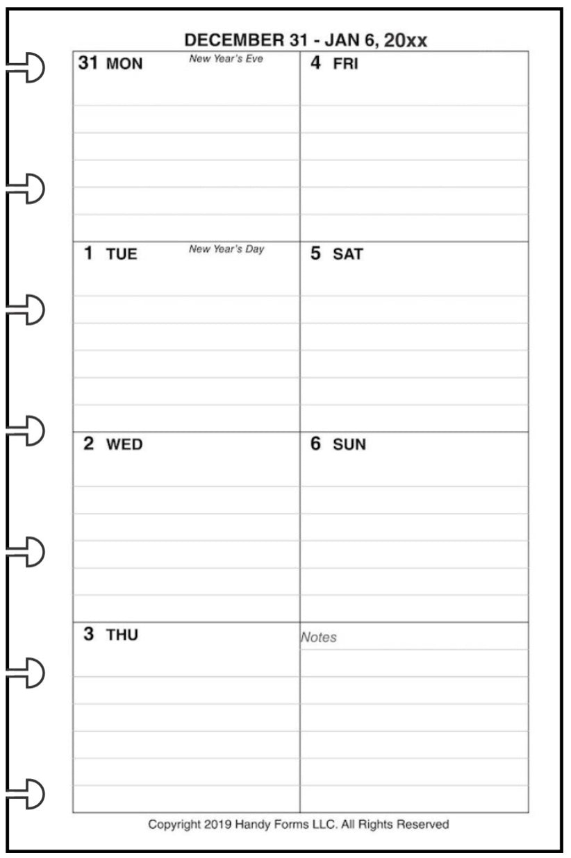 Mini Weekly and Monthly Planner, 1 Page Per Week, 2 Pages Per Month, With Lines, Style D