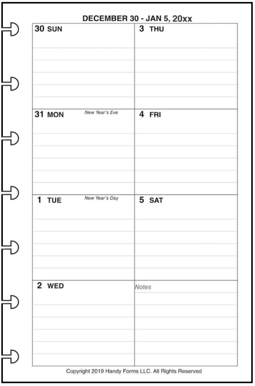 Mini Weekly and Monthly Planner, 1 Page Per Week, 2 Pages Per Month, With Lines, Style D