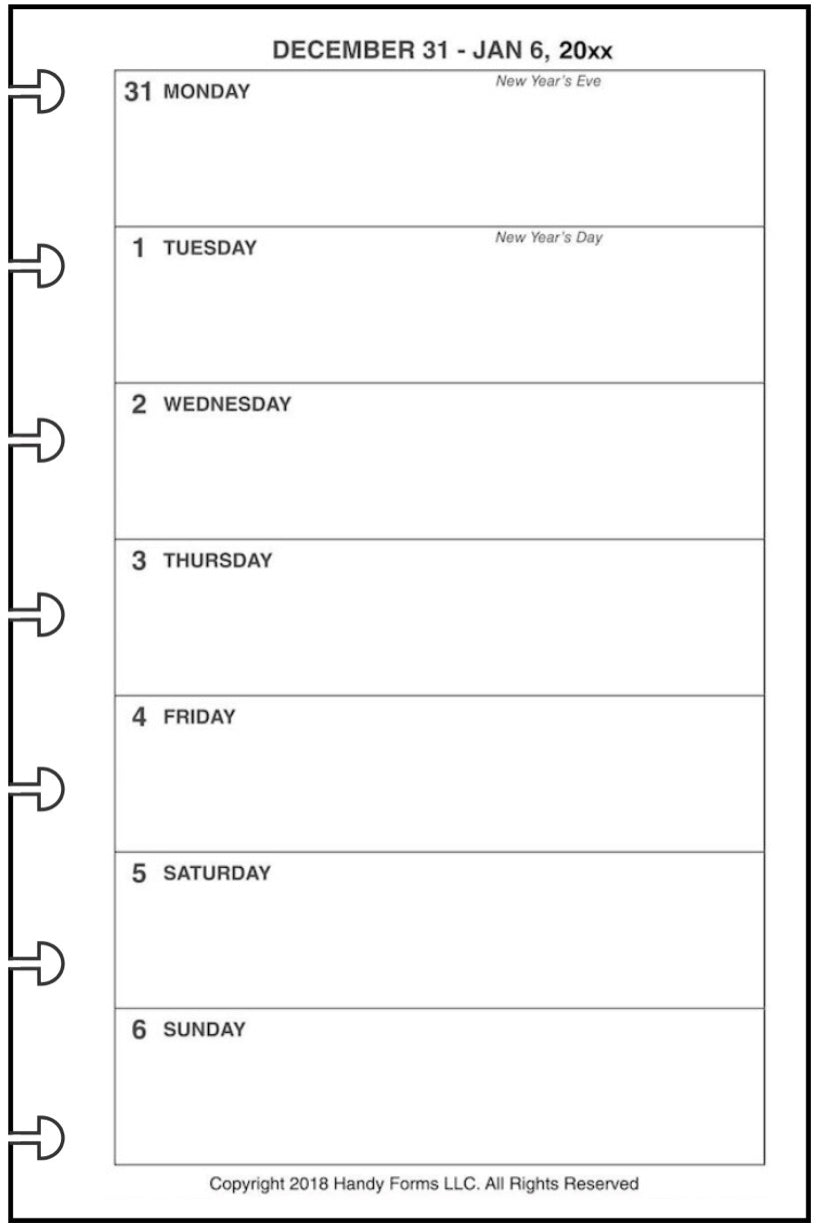 Mini Weekly and Monthly Planner, 1 Page Per Week, 2 Pages Per Month, No Lines, Style A