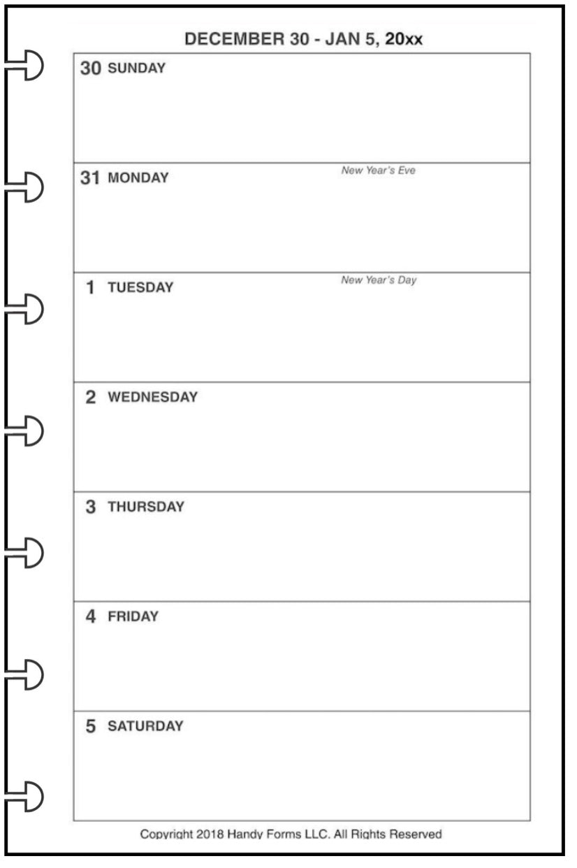 Mini Weekly and Monthly Planner, 1 Page Per Week, 2 Pages Per Month, No Lines, Style A