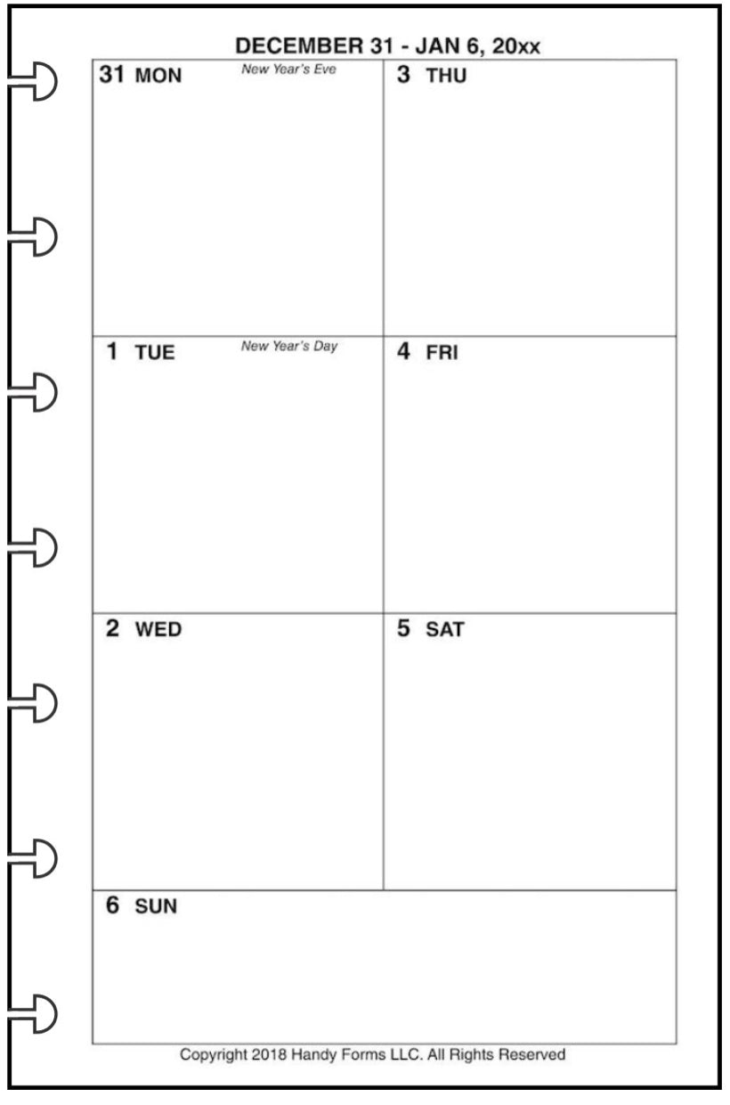 Mini Weekly and Monthly Planner, 1 Page Per Week, 2 Pages Per Month, No Lines, Style C