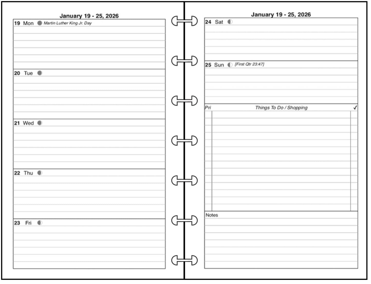 Mini Weekly and Monthly Planner, 2 Pages Per Week, 2 Pages Per Month, Style D