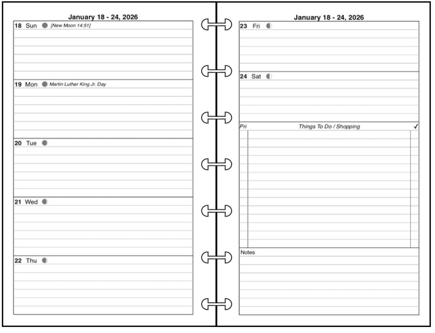Mini Weekly and Monthly Planner, 2 Pages Per Week, 2 Pages Per Month, Style D