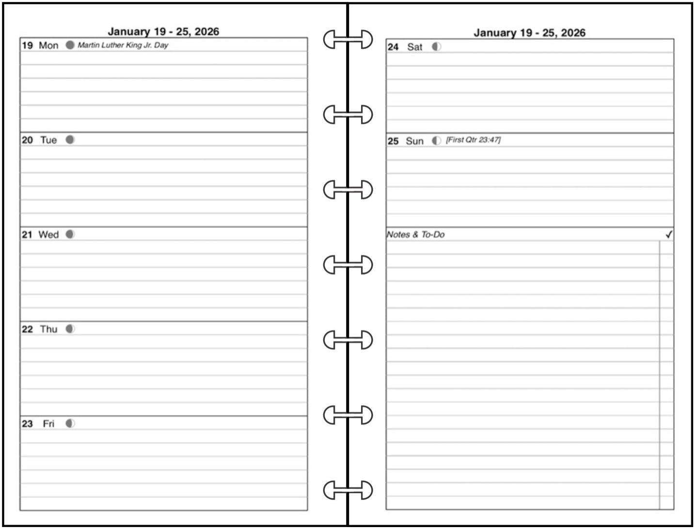 Mini Weekly and Monthly Planner, 2 Pages Per Week, 2 Pages Per Month, Style D1