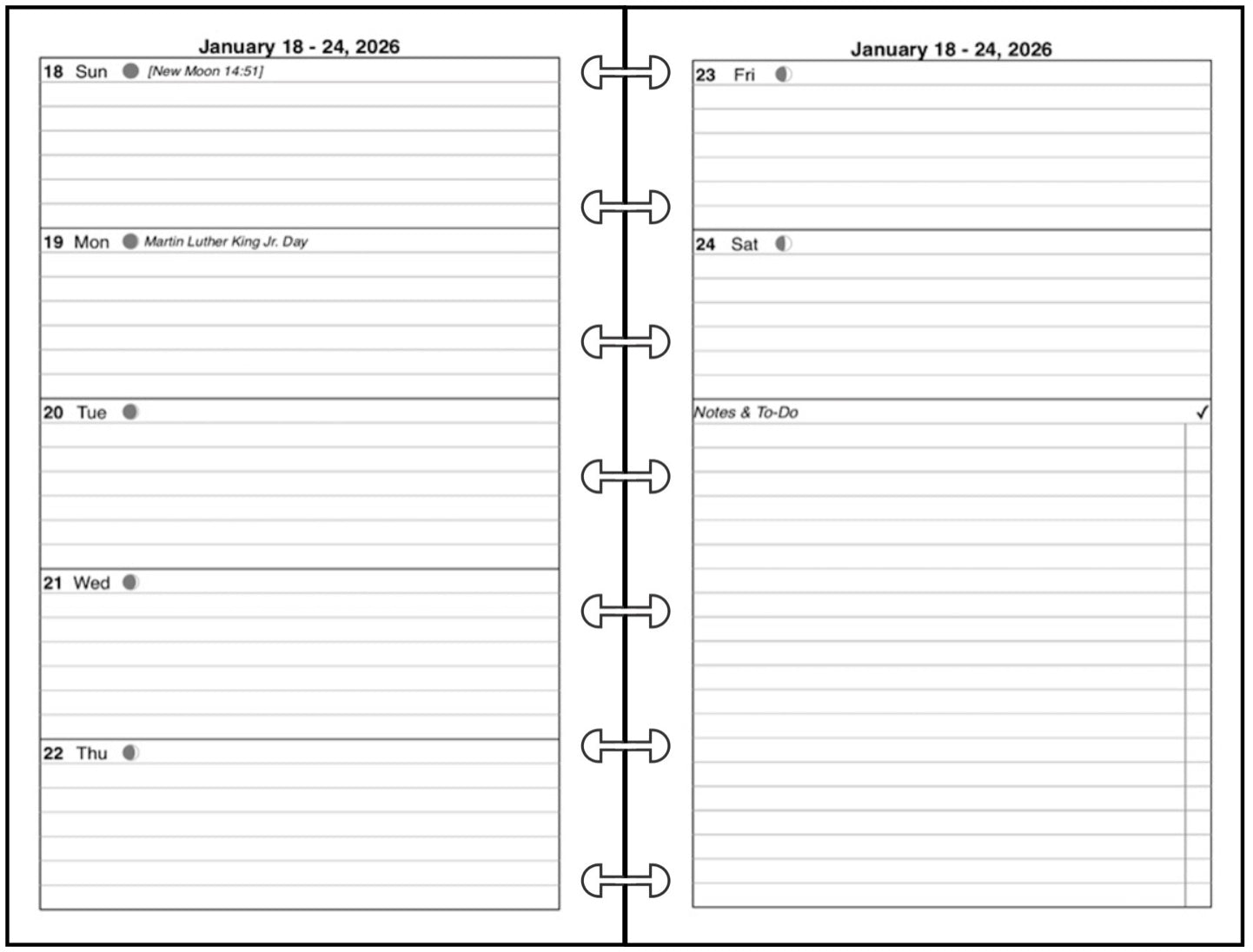 Mini Weekly and Monthly Planner, 2 Pages Per Week, 2 Pages Per Month, Style D1