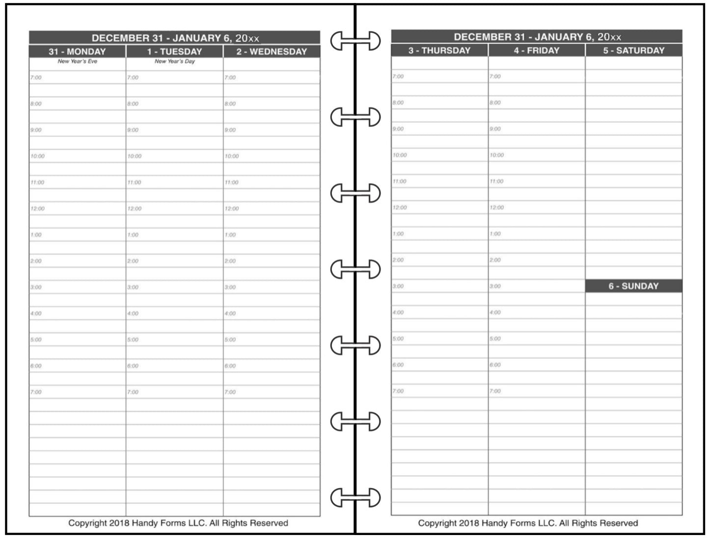 Mini Weekly and Monthly Planner, 2 Pages Per Week, 2 Pages Per Month, Style V
