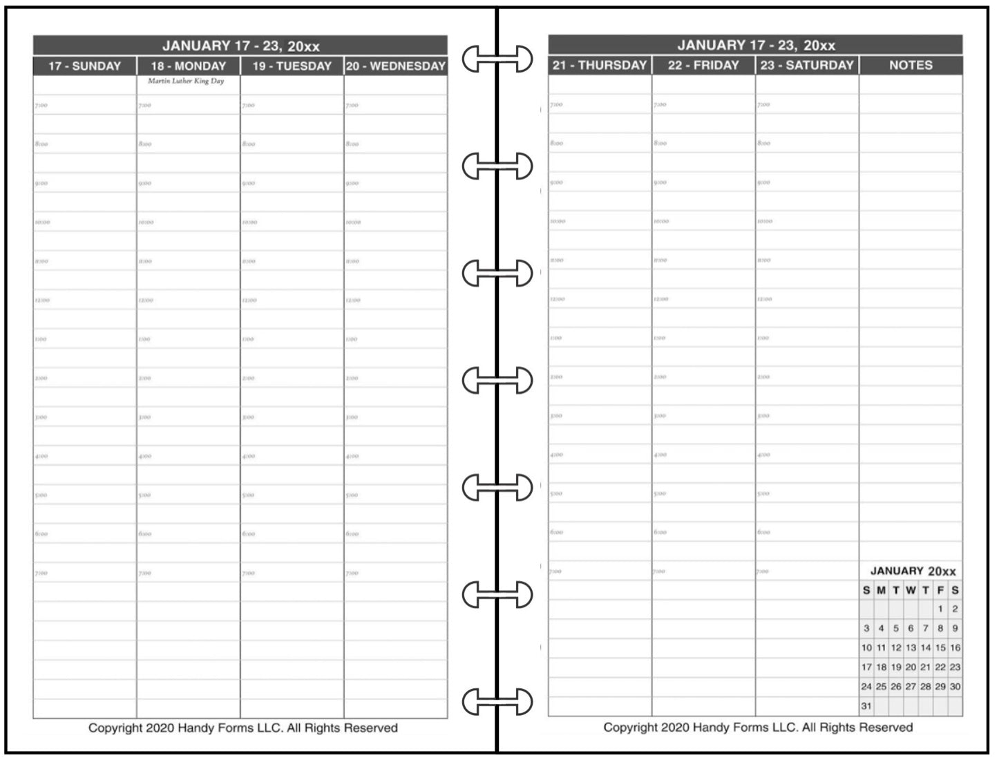 Mini Weekly and Monthly Planner, 2 Pages Per Week, 2 Pages Per Month, Style V8