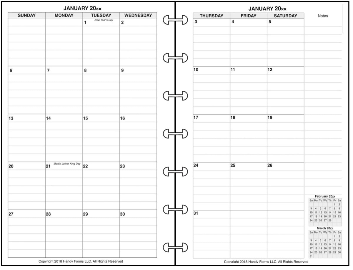Monthly Paperwork Mini Monthly Planner, 2 Pages Per Month, With Lines – Handy Forms