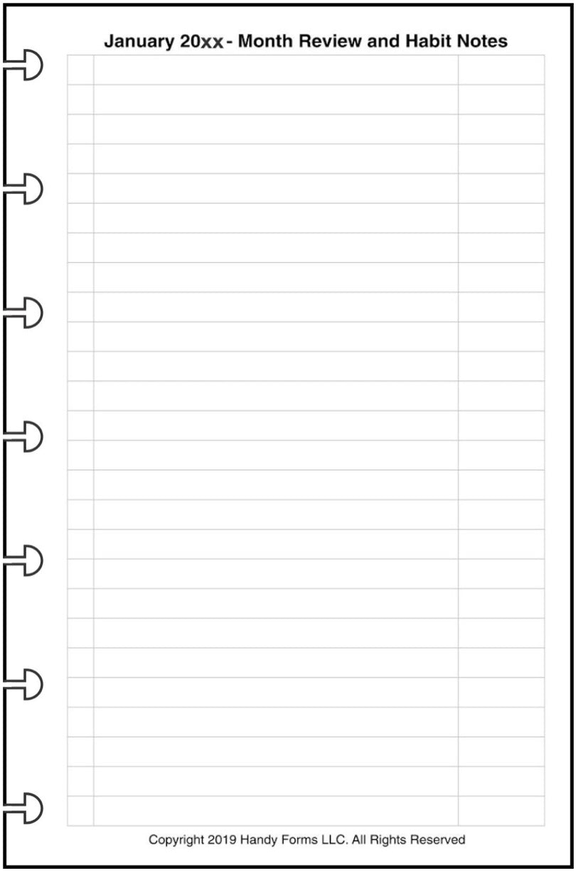 Mini Monthly Planner and Habit Tracker, With Lines
