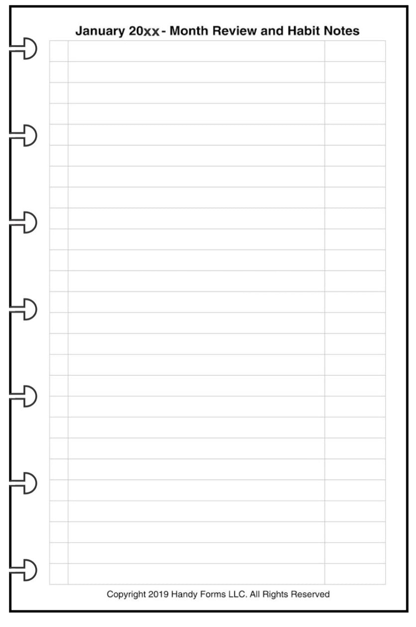Mini Monthly Planner and Habit Tracker, No Lines