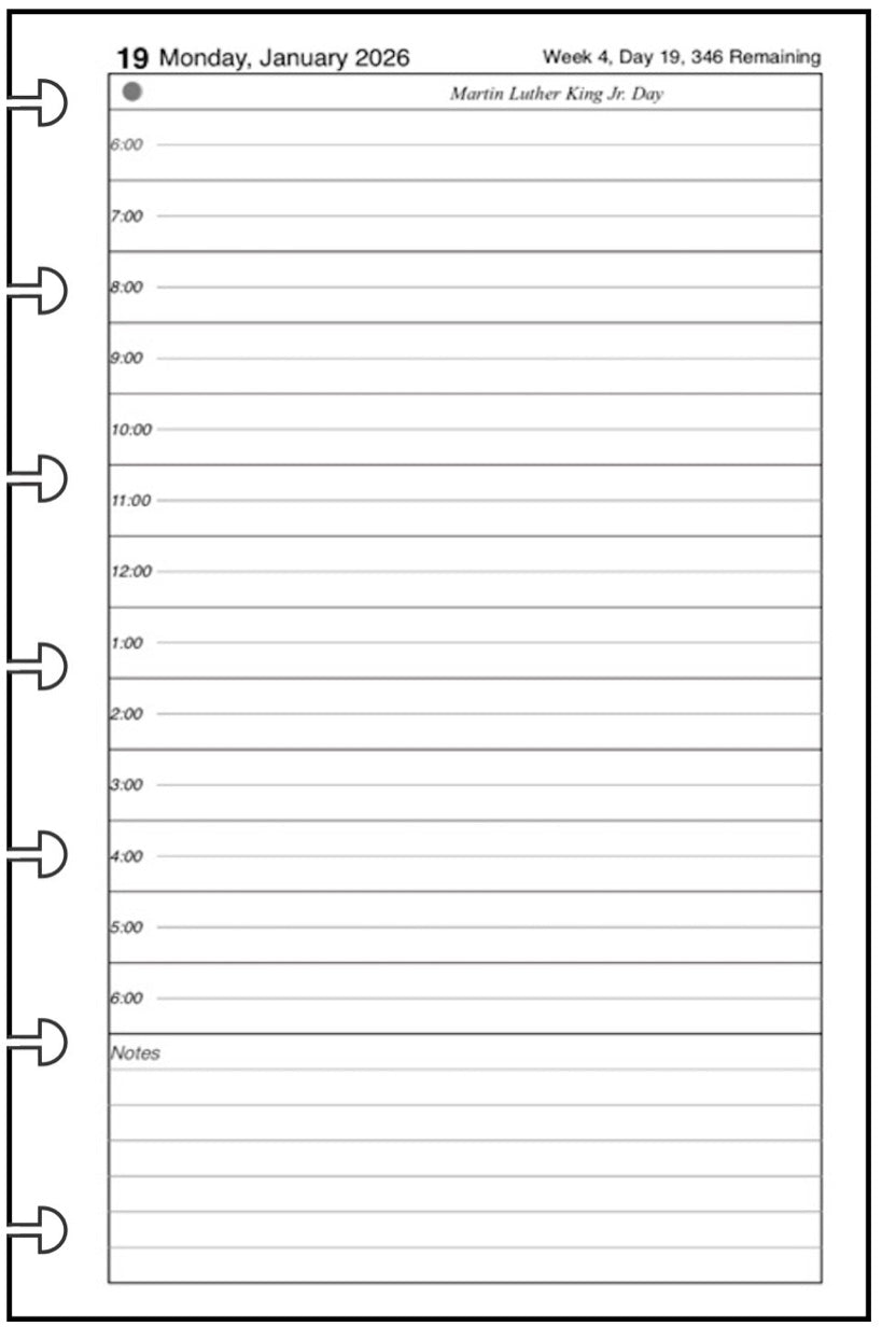 Mini Daily and Monthly Planner, 1 Page Per Day, 2 Pages Per Month, With Lines, Style B