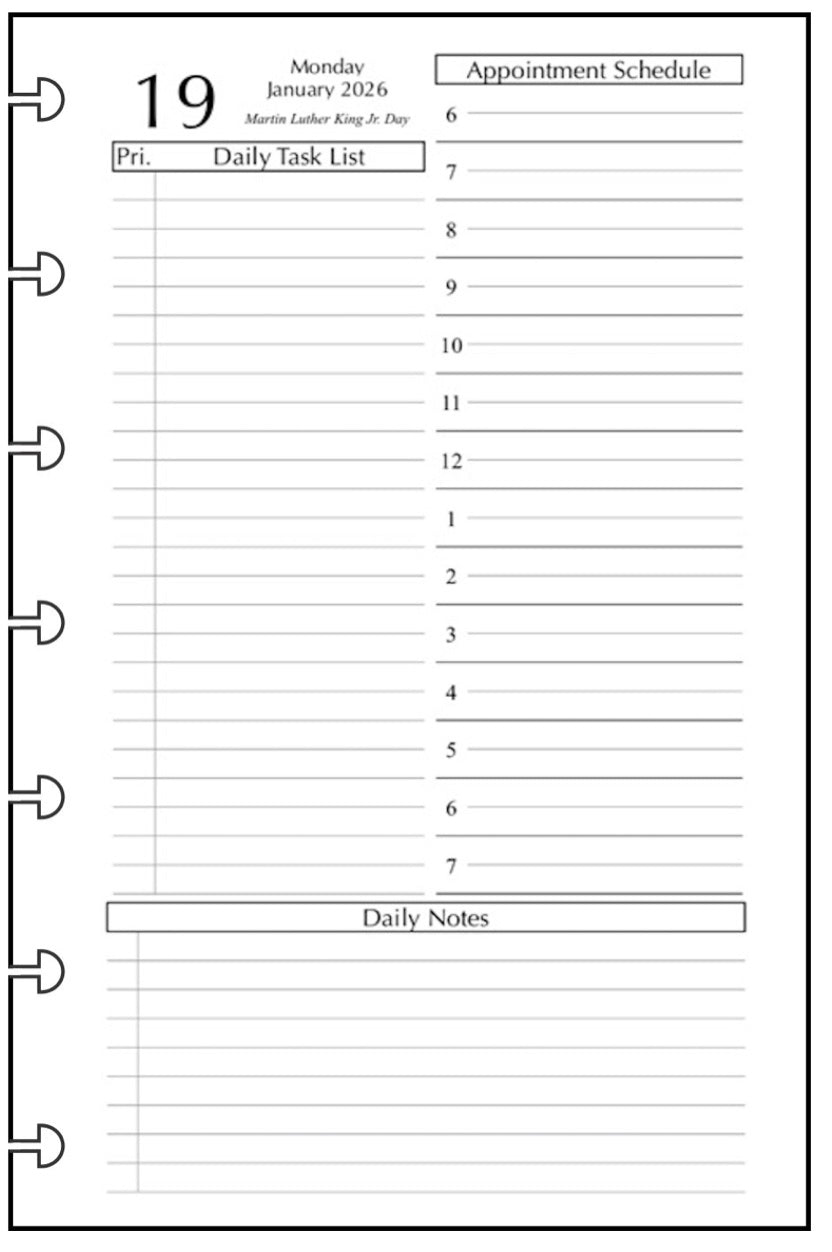 Mini Daily and Monthly Planner, 1 Page Per Day, 2 Pages Per Month, With Lines, Style D1