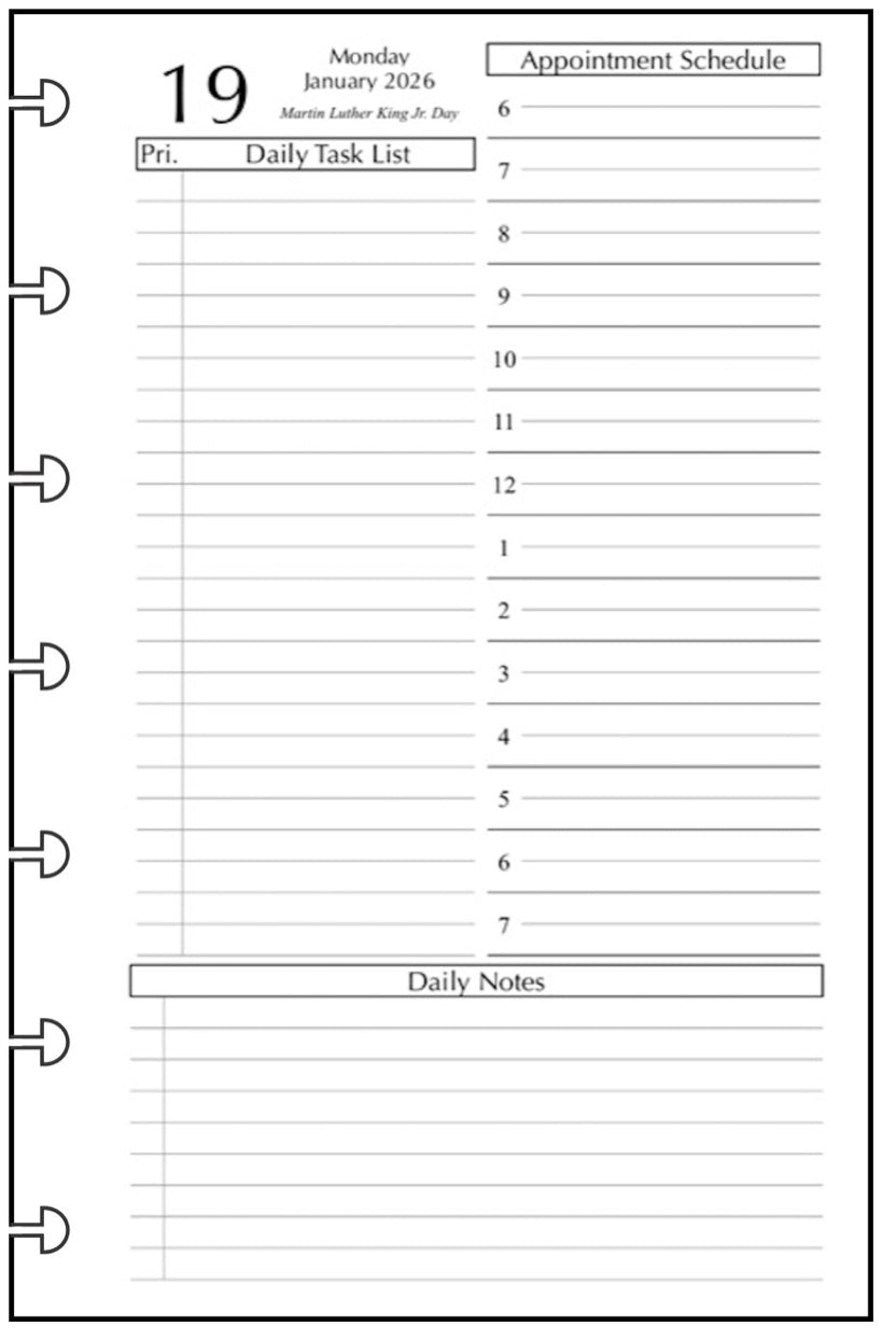 Mini Daily and Monthly Planner, 1 Page Per Day, 2 Pages Per Month, With Lines, Style D1