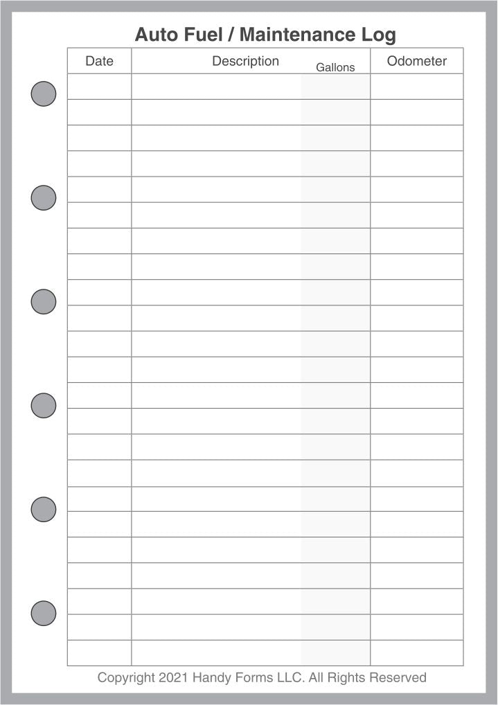 Pocket Plus Automobile Fuel & Maintenance Log