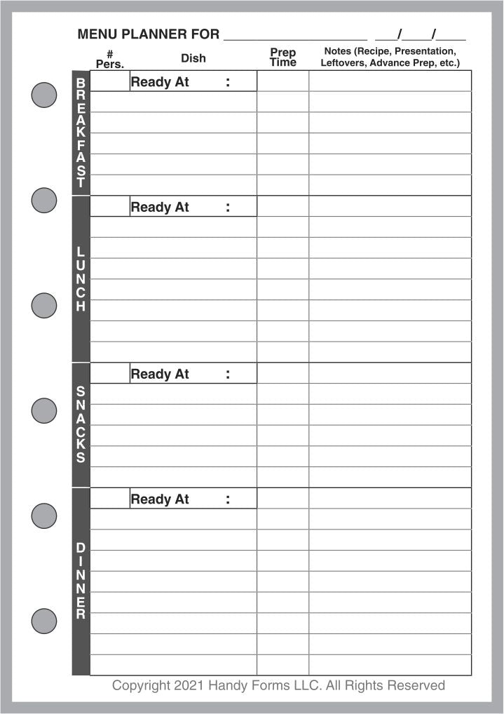 Pocket Plus Daily and Weekly Menu Planner
