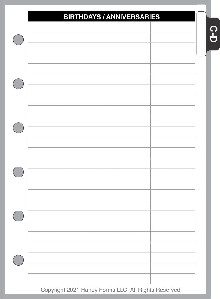 Pocket Plus Name & Address Pages + Tab Index