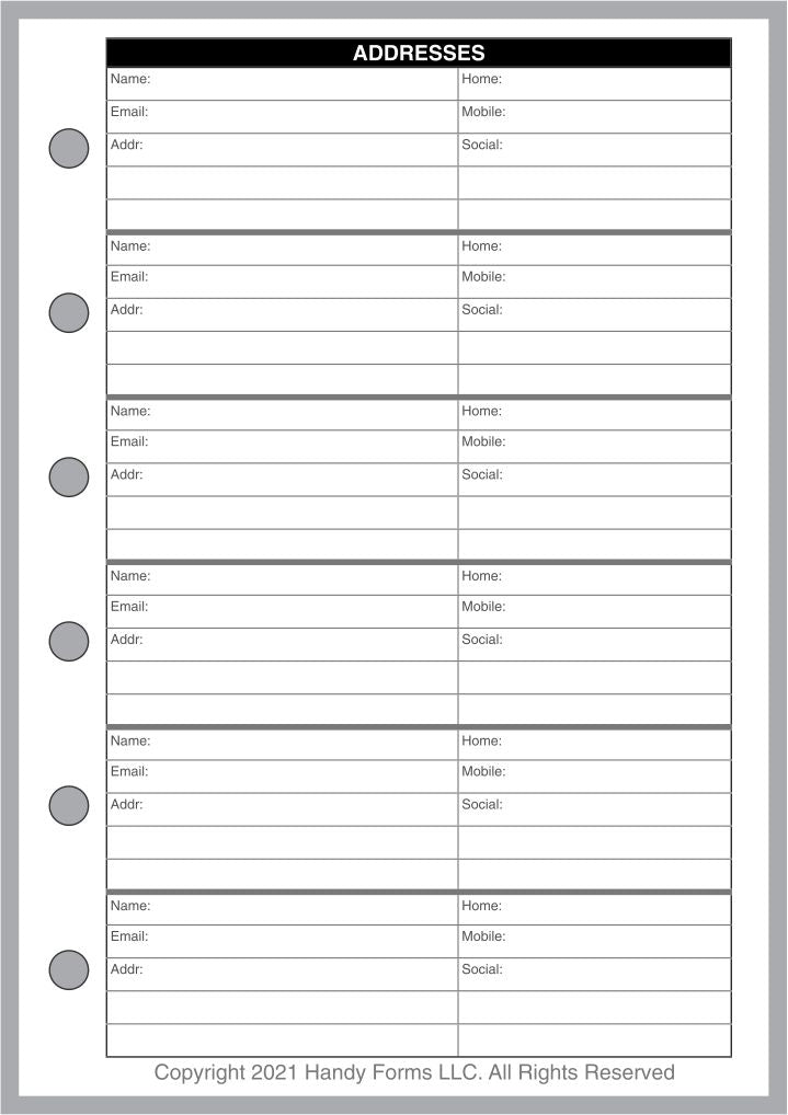 Pocket Plus Name & Address Pages + Tab Index