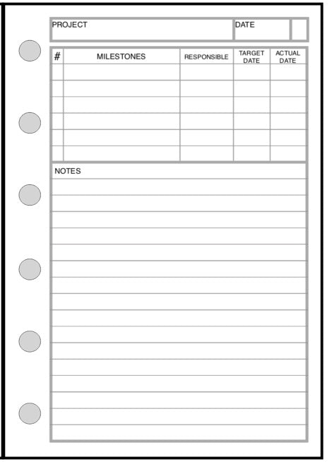 Pocket Plus Project Planner and Organizer - Extra Milestones and Notes Pages