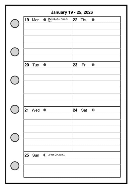 Pocket-Plus Weekly and Monthly Planner, 1 Page Per Week, 2 Pages Per Month, Style C
