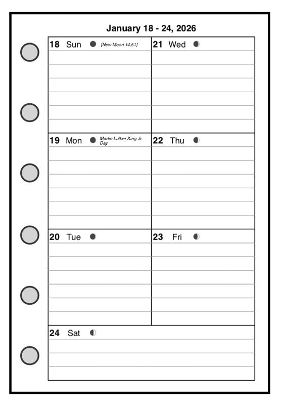 Pocket-Plus Weekly and Monthly Planner, 1 Page Per Week, 2 Pages Per Month, Style C