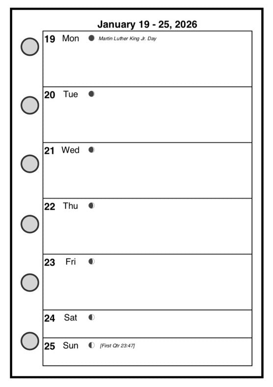 Pocket-Plus Weekly and Monthly Planner, 1 Page Per Week, 2 Pages Per Month, Style H