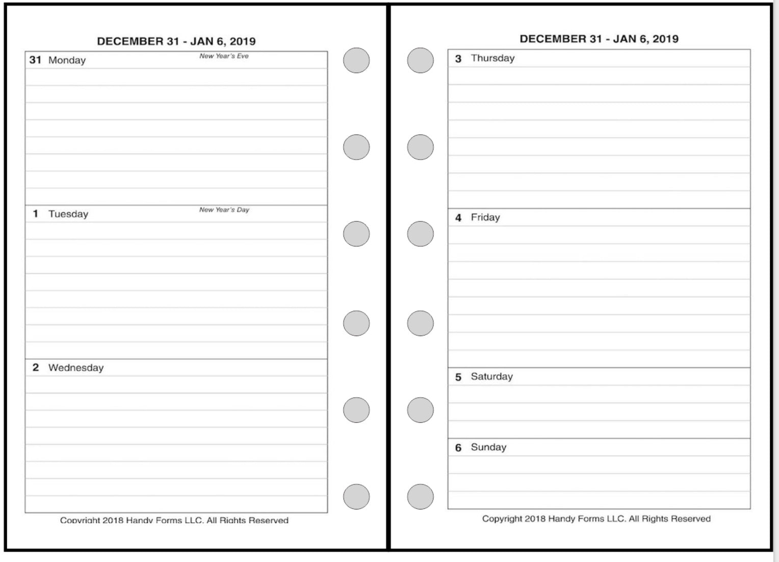 Pocket Plus size Weekly and Monthly Planner, 2 Pages Per Week, 2 Pages Per Month, Style B