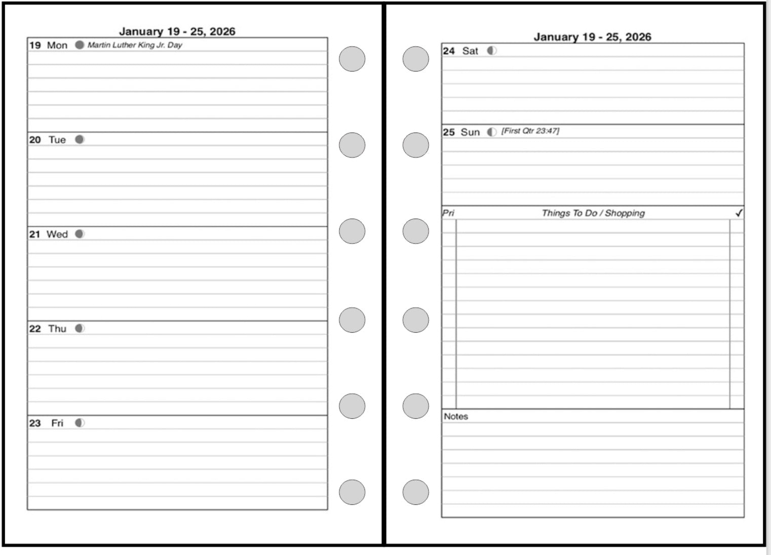 Pocket Plus size Weekly and Monthly Planner, 2 Pages Per Week, 2 Pages Per Month, Style D