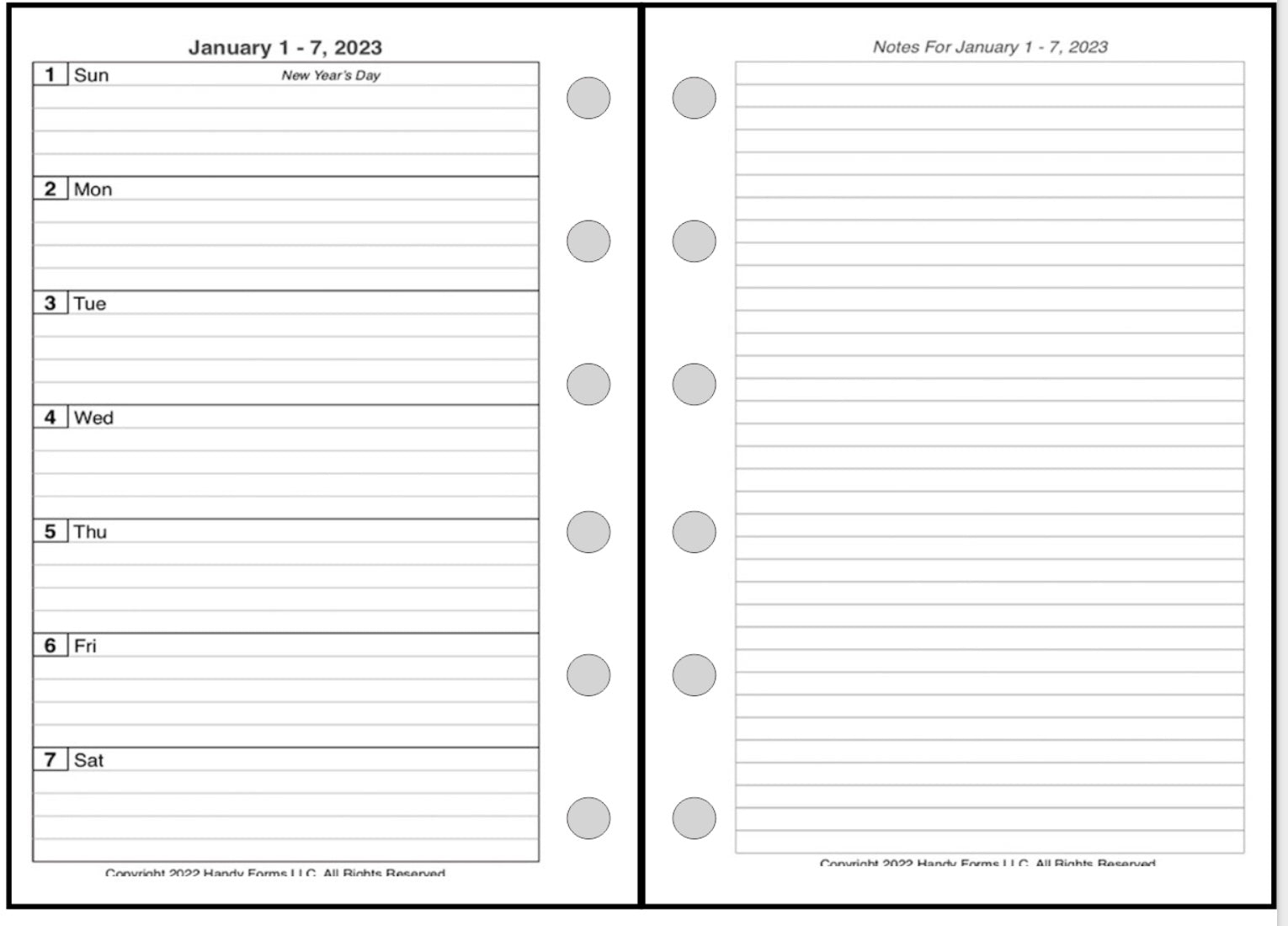 Pocket Plus size Weekly and Monthly Planner, 2 Pages Per Week, 2 Pages Per Month, Style G