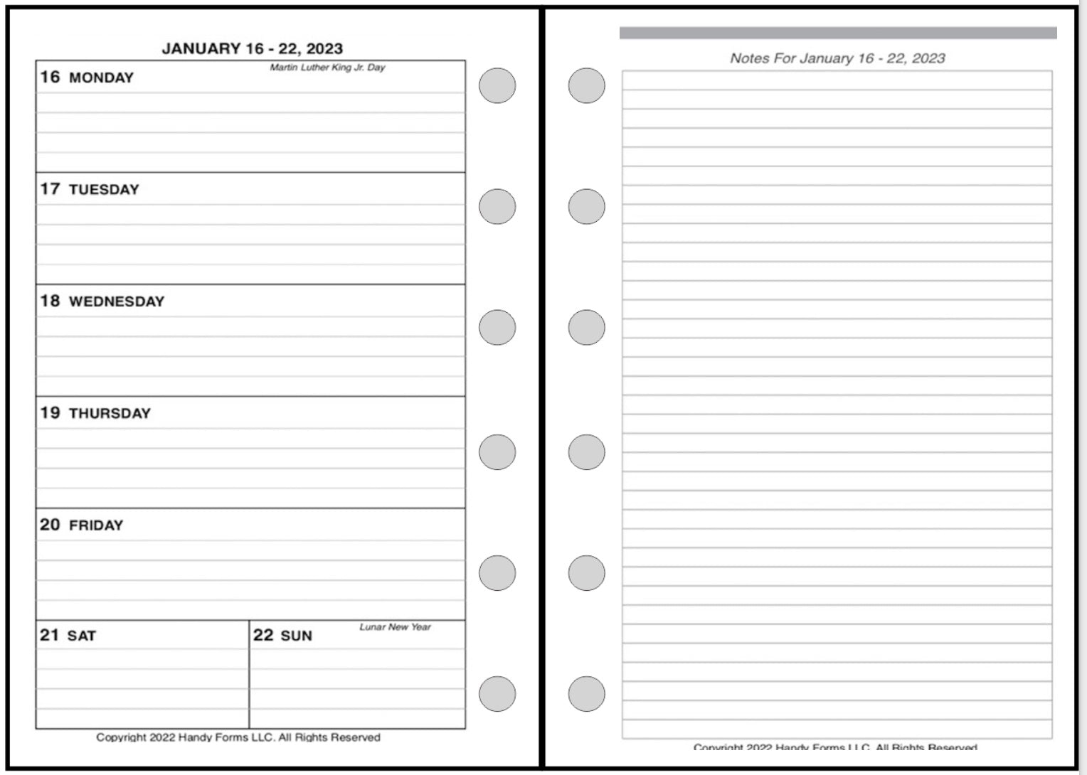 Pocket Plus size Weekly and Monthly Planner, 2 Pages Per Week, 2 Pages Per Month, Style G1