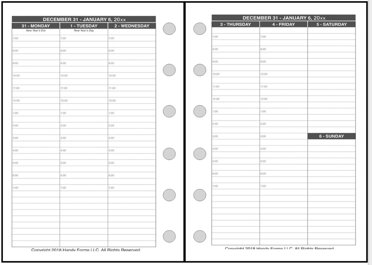 Pocket Plus size Weekly and Monthly Planner, 2 Pages Per Week, 2 Pages Per Month, Style V