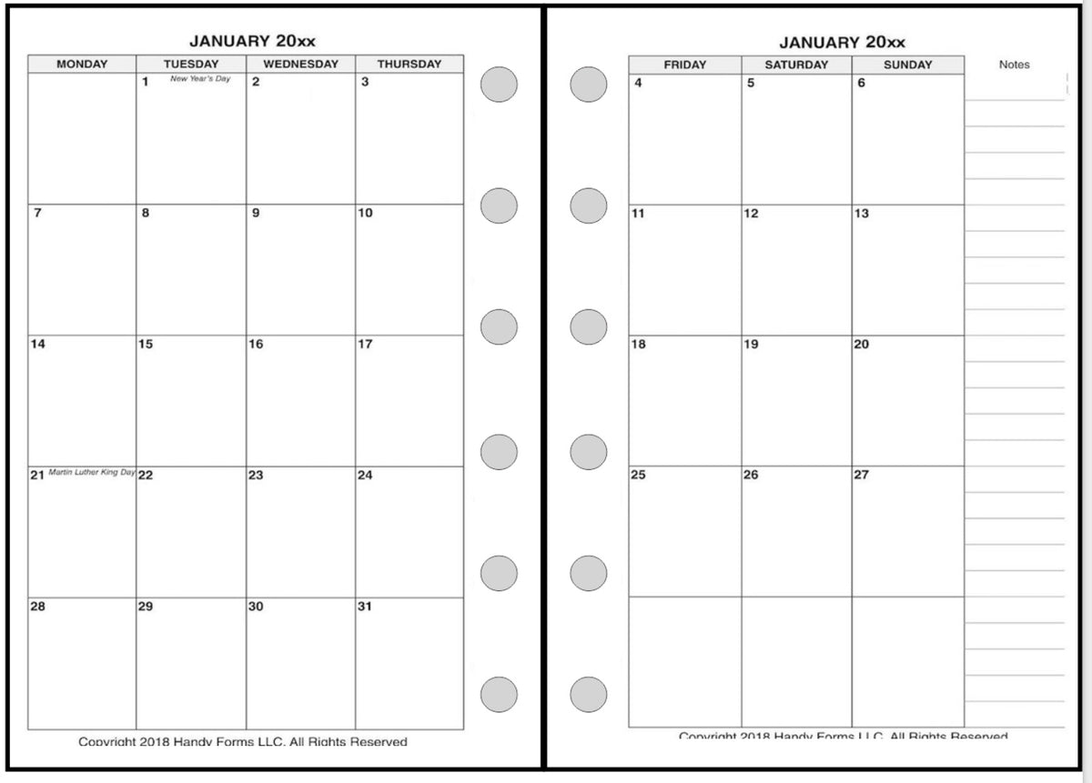 Plus Planner Pocket-Plus Monthly Planner, 2 Pages Per Month, 8-Column Month, No Lin ...