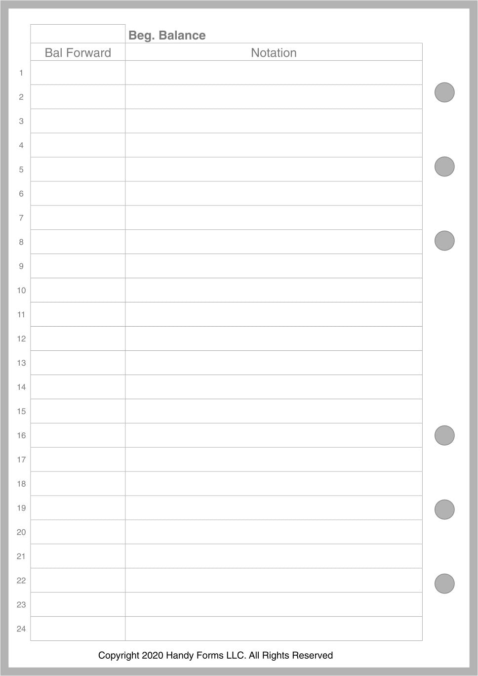 Personal Wide Payment / Expense Record and Check Register