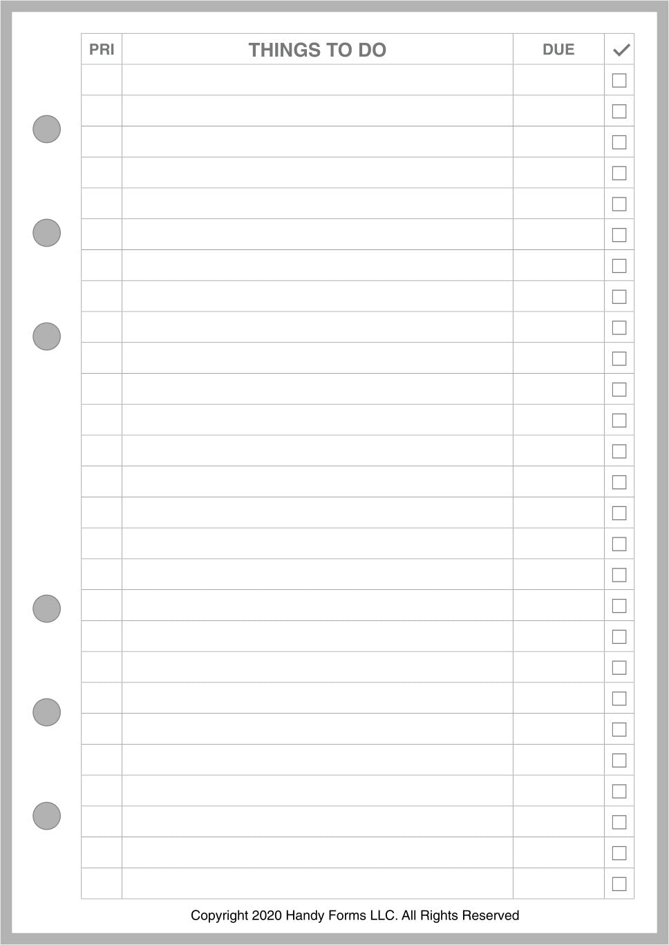 Personal Wide To-Do Checklist with Priority and Due Date