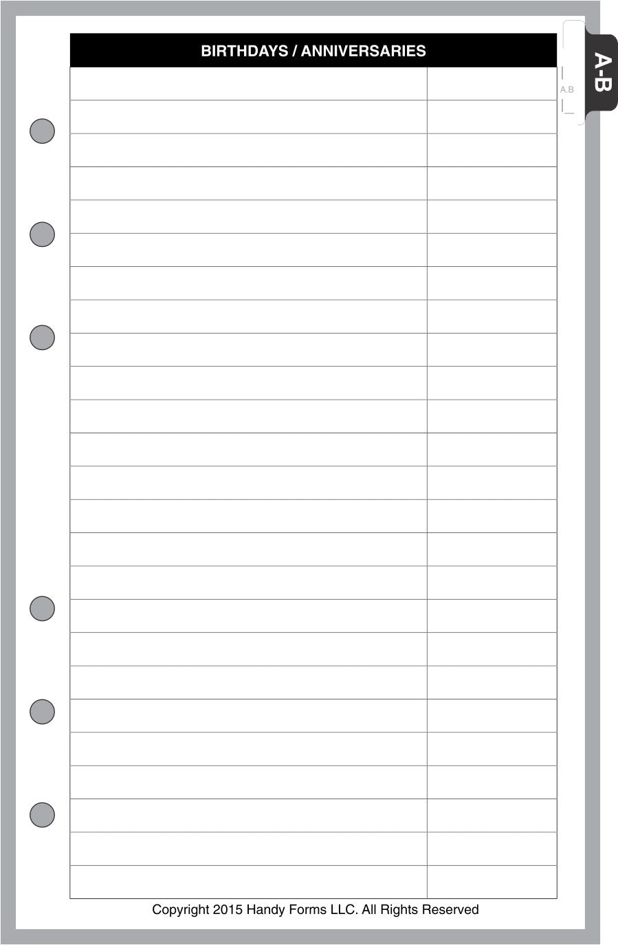 Personal Wide Name & Address Pages + Tab Index