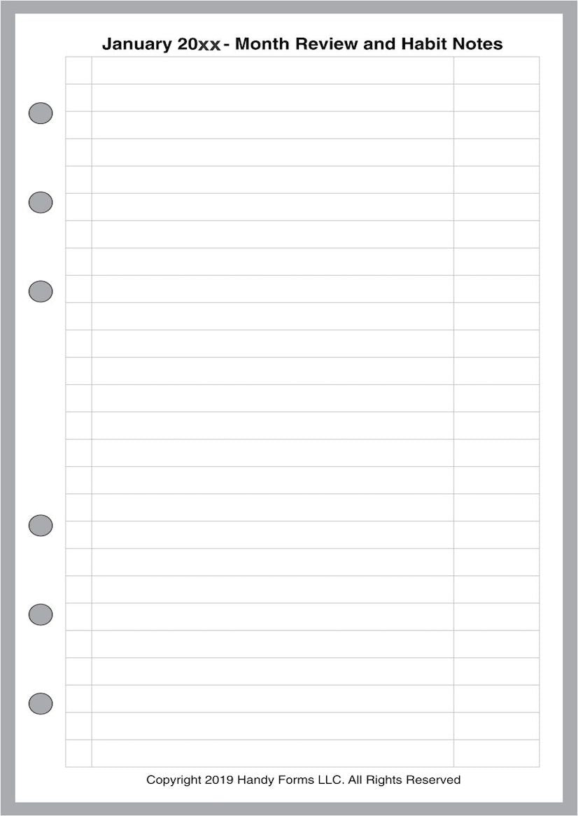 Personal Wide Monthly Planner and Habit Tracker, With Lines