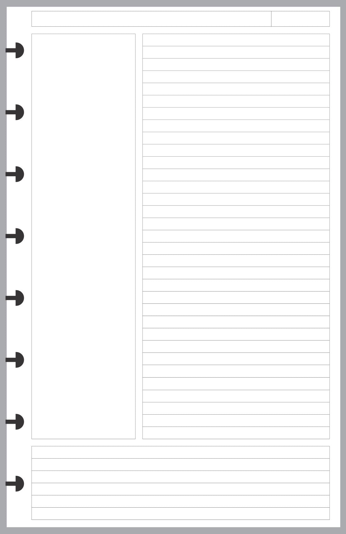 Junior Note Pages Designed for the Cornell Notetaking System