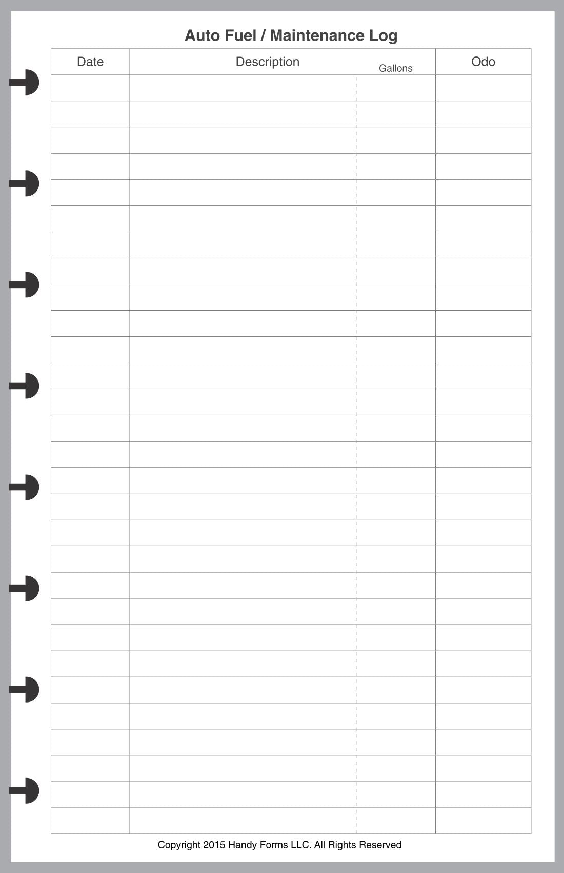 Junior Automobile Fuel & Maintenance Log