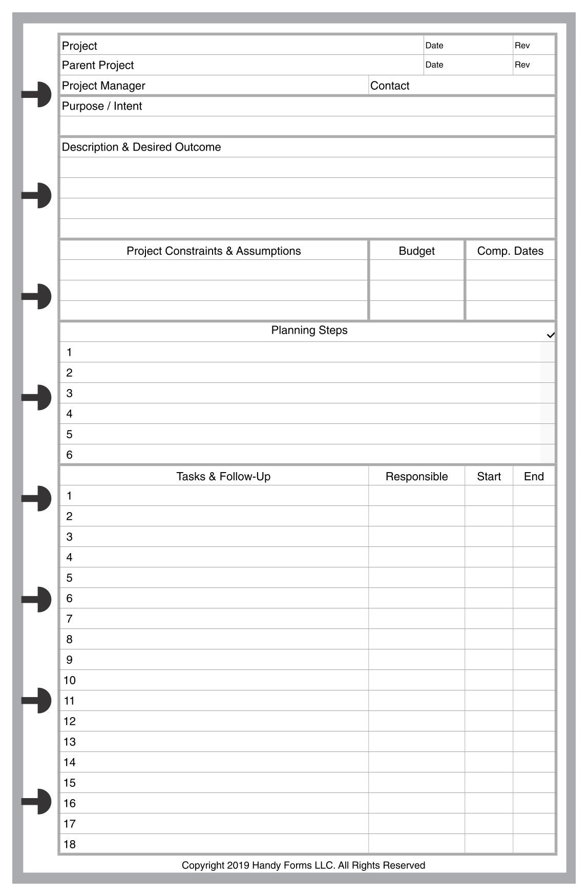 Mini Forms Sample Junior Project Planner – Handy Forms