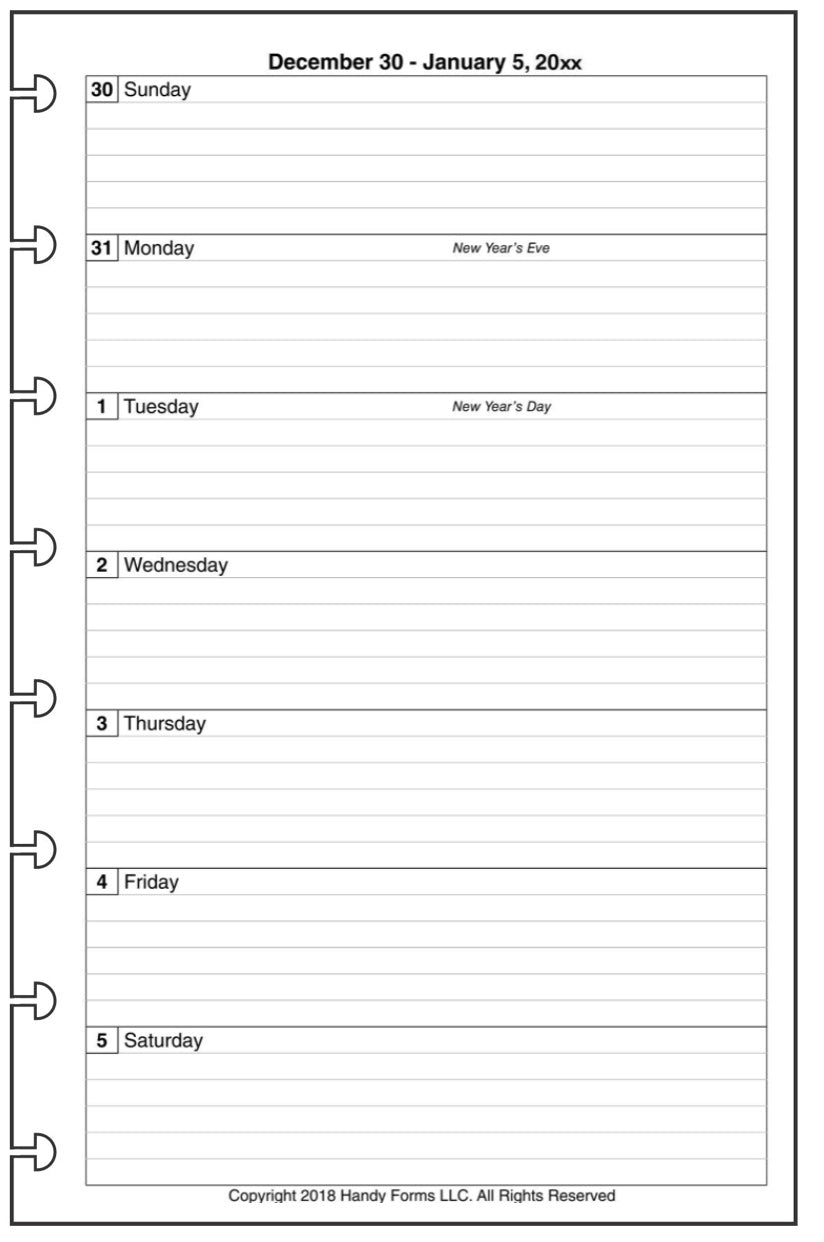 Junior Weekly and Monthly Planner, 1 Page Per Week, 2 Pages Per Month, With Lines, Style A