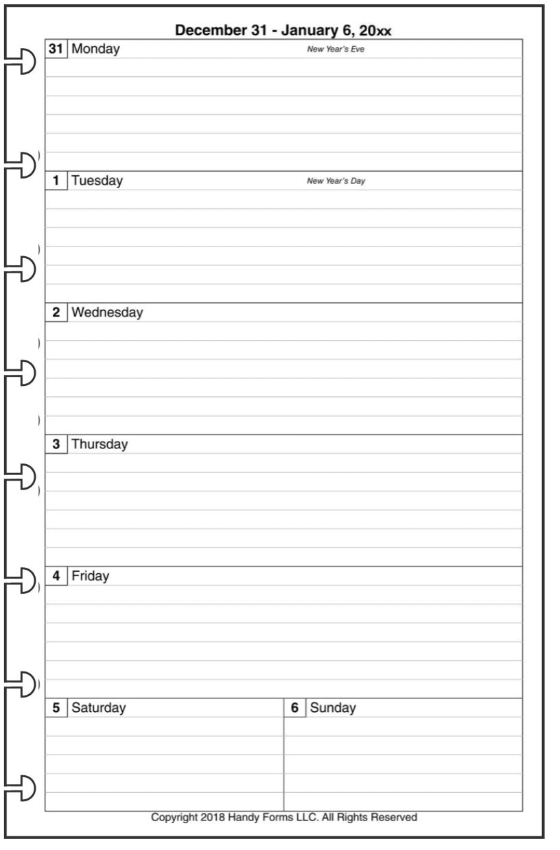 Junior Weekly and Monthly Planner, 1 Page Per Week, 2 Pages Per Month, With Lines, Style B