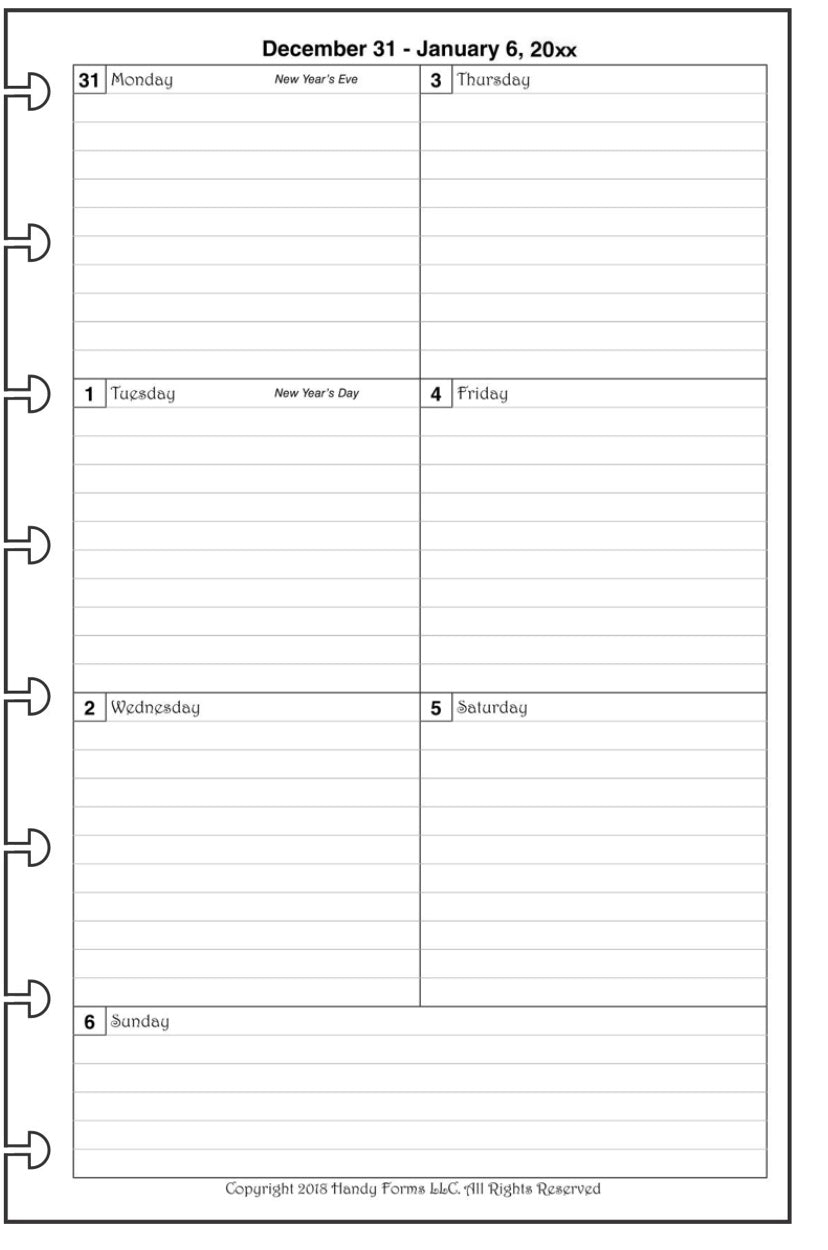 Junior Weekly and Monthly Planner, 1 Page Per Week, 2 Pages Per Month, With Lines, Style C