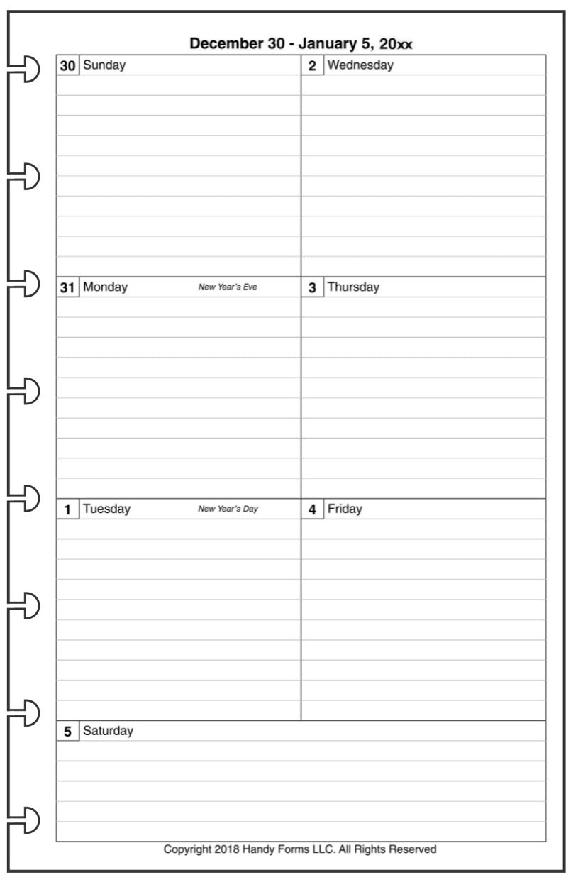 Junior Weekly and Monthly Planner, 1 Page Per Week, 2 Pages Per Month, With Lines, Style C
