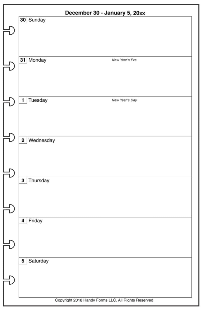 Junior Weekly and Monthly Planner, 1 Page Per Week, 2 Pages Per Month, No Lines, Style A