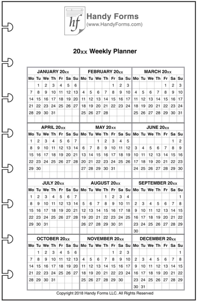 Junior Weekly and Monthly Planner, 2 Pages Per Week, 2 Pages Per Month, Style H